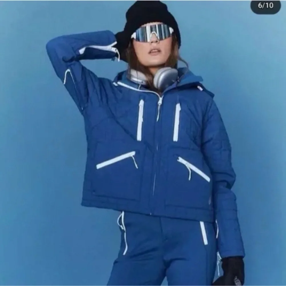 NWT Free People Movement All Prepped Quilted Short Parka Ski Jacket Blue XS
